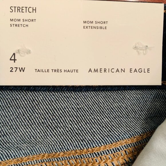 American Eagle Mom Shorts Stretch Denim Super High Rise Indigo Cotton Size 4 27 - Picture 14 of 16